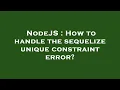 NodeJS How to handle the sequelize unique constraint error