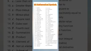 60 Mathematical Symbols math signs and symbols