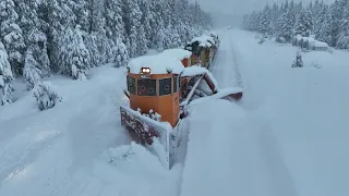 Train Plowing railroad tracks after winter storm - December 2022