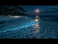 Relaxing Ocean Sounds For Deep Sleep | Glowing Night Beach Ambience & Soothing Ocean Waves ASMR