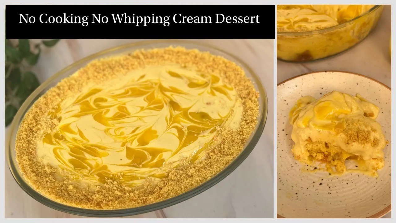 10 Mins Mango Dessert,  1     No Cooking, No Whipping Cream, No Bake Cold Mango Dessert