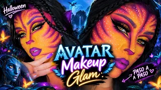 HALLOWEEN MAKEUP👽: ME CONVERTÍ EN AVATAR 😱 | GLAM MAKEUP PASO A PASO💜✨ 