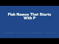 Fish Names That Starts With P