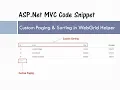 Custom Paging and Sorting in Web Grid Helper ASP Net C