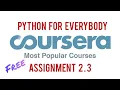 Coursera Assignment 2 3 Python For Everybody Python For Everybody Assignment 2 3 Program solution