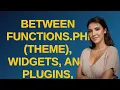 Wordpress Between functions php theme widgets and plugins which is loaded first