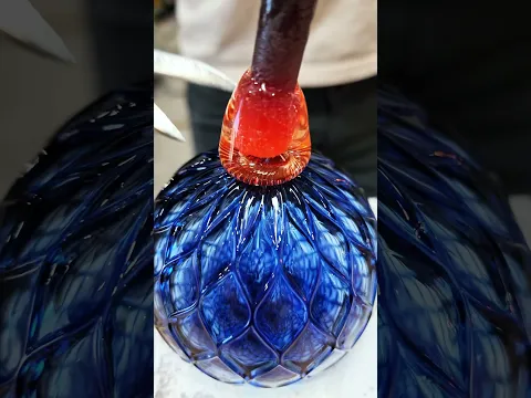Our September Birthstone Glass Ornament 💎💙 #glassblowing #glassart #2bglass #oddlysatisfying
