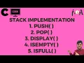 Implementation of Stack Operations - Push Pop Display Full Empty Learn Coding Programming