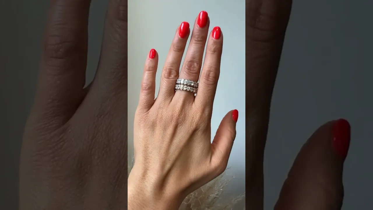 14K Gold Oval Cut Three Quarter Way Eternity Half Bezel Set Lab Grown Diamond Wedding Band Ring