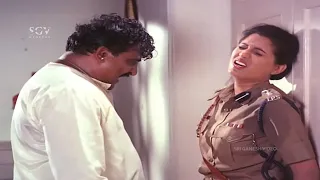 doddanna behaves badly with a lady police officer gandanige takka hendathi movie climax scene