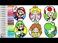 Super Mario Bros Coloring Book Compilation Nintendo Mario Luigi Princess Peach Princess Daisy Yoshi