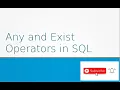 Any and Exist Operators in SQL DBMS Malayalam Tutorial
