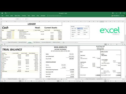 Download MP3 How to automate Accounting Ledger, Trial Balance, Income Statement, Balance Sheet in Excel | English