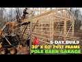 How To Build 30x60x16 Pole Barn Garage Detached Post Frame Building Amish construction rr buildings