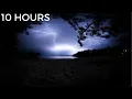 Lightning Storm Heavy Thunder at the Beach Ocean Waves Gentle Rain Sounds for Sleep Insomnia