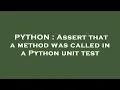 PYTHON Assert that a method was called in a Python unit test