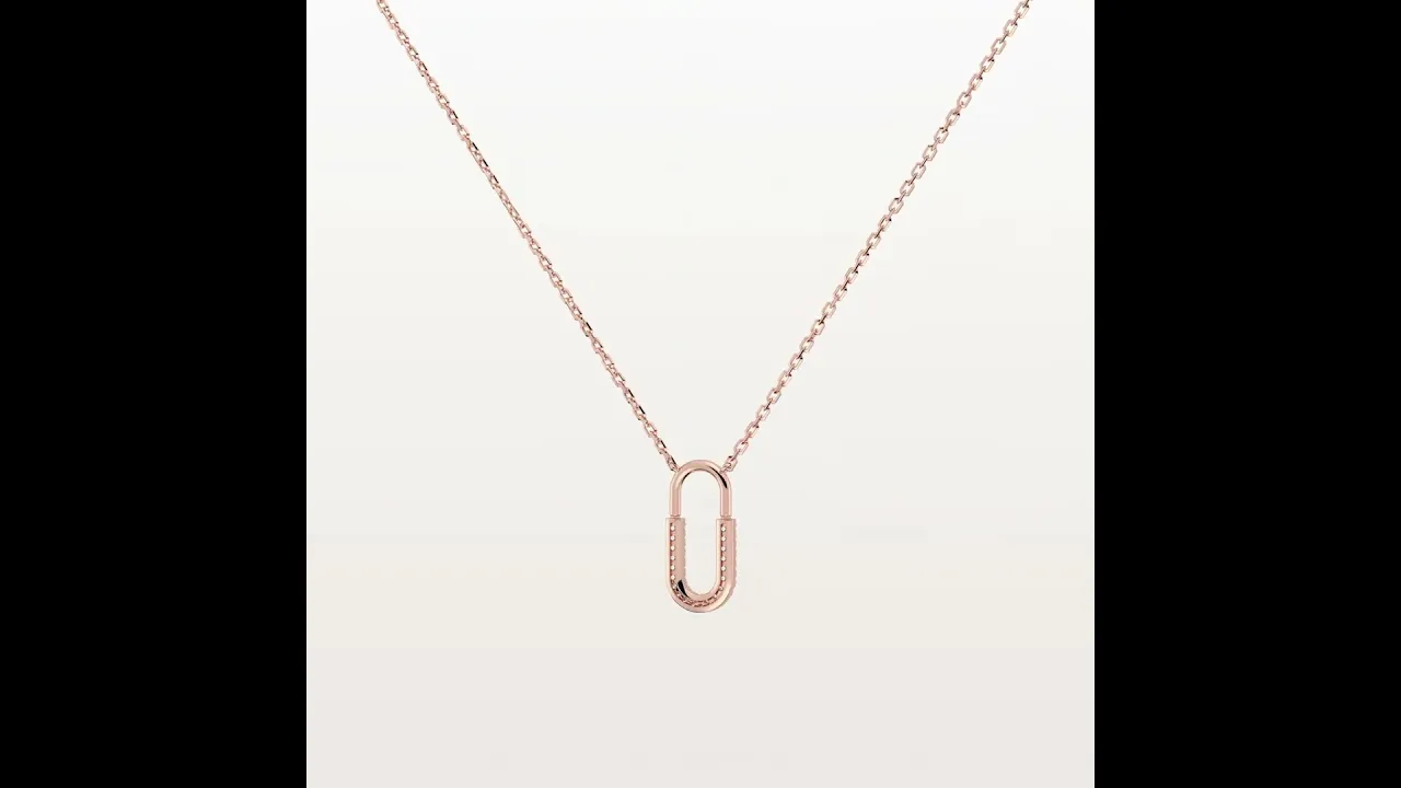 Pave Lab-Grown Diamond U-Link Motif Pendant Necklace in 14K Gold/Platinum