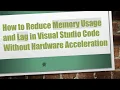 How to Reduce Memory Usage and Lag in Visual Studio Code Without Hardware Acceleration