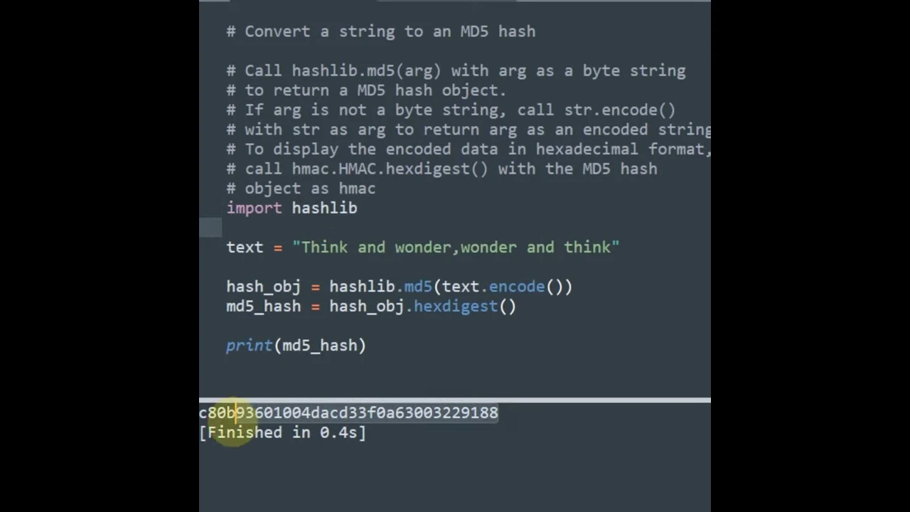 How to convert a string to an MD5 hash in Python