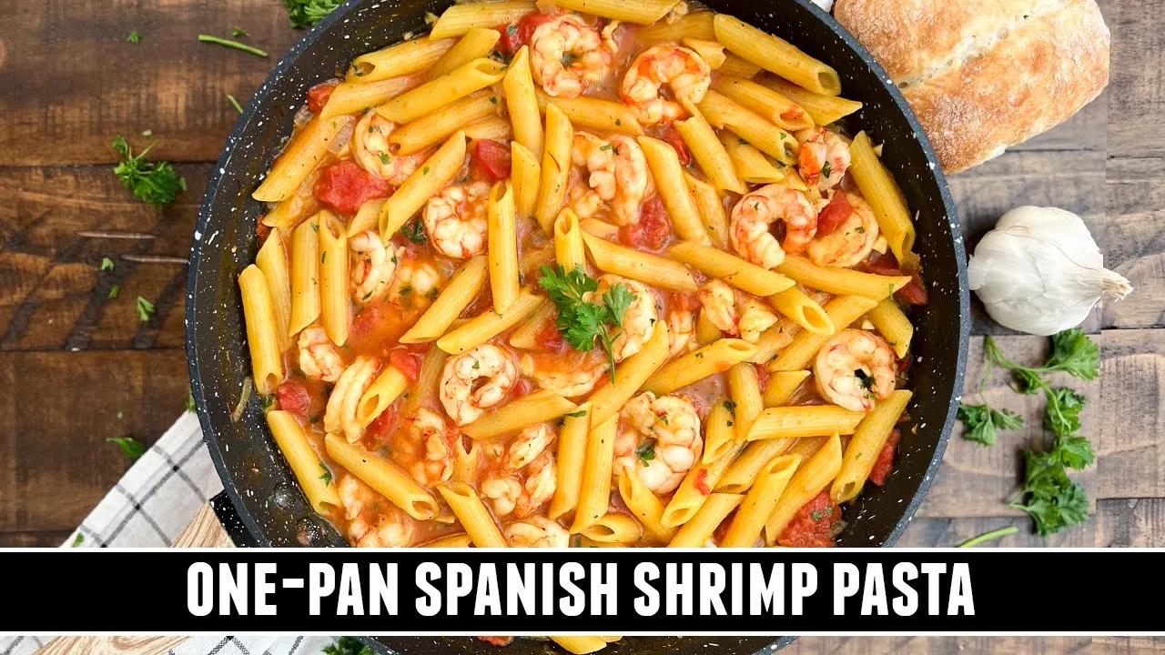 Spanish Shrimp & Saffron Pasta   Easy ONE-PAN 20 Minute Recipe