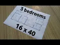 16 x 40 ghar ka naksha ll 3 bhk house plan ll Ranjan Architect ll