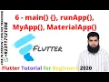 Flutter Tutorial for Beginners 2020 6 - main runApp MyApp MaterialApp