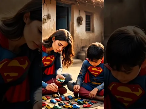 poor supergirl made toy cars to feed a cute boy😱#shorts  #ai