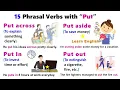 15 Phrasal Verbs with PUT Put on Put off Put up Put down Put in Put out Put away Put aside