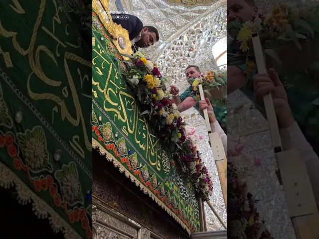 وتلألأت الأنوار في أرجائه، حيث تزين الضريح المقدس للإمامين الكاظمين الجوادين 
