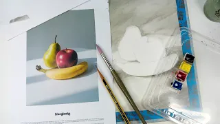 Dibujo paso a paso: boceto de tres frutas