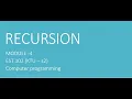 Recursion in C and example program factorial - Programming in C