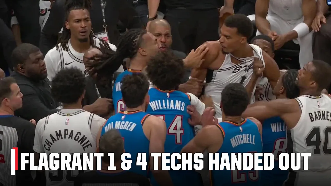 FLAGRANT 1 & 4 TECHNICALS 😳 NBA Opening Night gets HEATED between the Thunder & Spurs | NBA on ESPN