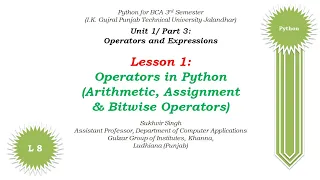 Python Theory Part 8 Operators in Python Arithmetic Assignment Bitwise Operators