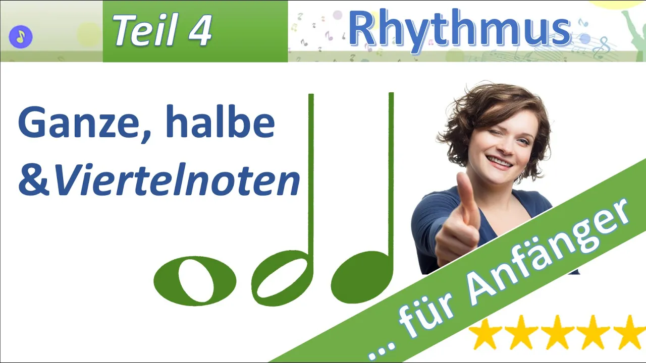 Noten lesen lernen - Lektion 4 | Ganze, halbe & Viertelnoten (Rhythmus)