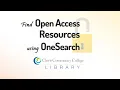Search for Open Access Resources with OneSearch