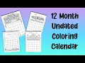 12 Month Printable Coloring Calendar Flip Through - Undated Monthly Calendar Pages