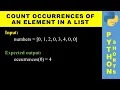 Count occurrences of an element in a list Python shorts