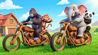 Elephant Gets a DIY Wooden Bike from Monkey & Gorilla | Epic Animal Race Begins!