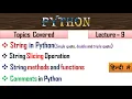String in python Lecture - 9 String in python 3