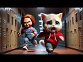 Kitten meets Chucky at School #cat#cats#aicat#cartoon#sadstory#kitten#kucing#catlover#chucky