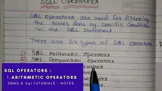 Explain Arithmetic Operator SQL Operators in DBMS in Hindi