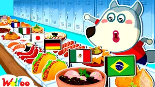 I Ate School Lunch From Every Country |Funny Stories For Kids | Kids Cartoon | Wolfoo Channel