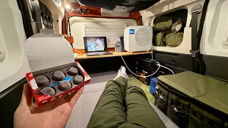 1人雨の中過ごす軽自動車車中泊「LiTime 12V320Ah Mini」
