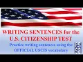 OFFICIAL US CITIZENSHIP WRITING VOCABULARY WORDS AND PRACTICE SENTENCES