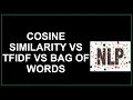 Cosine Similarity Cosine Distance TFIDF vectorization Bag of words Model NLP tutorial