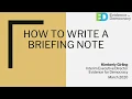Webinar How to write a briefing note