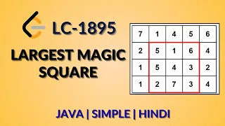 Largest Magic Square Leetcode 1895 Java-Hindi