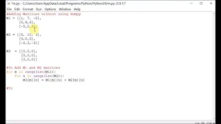 Python-Adding Matrices without using Numpy