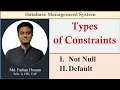 Lec 13 not null default constraints Types of Constraints DBMS Bangla Tutorial