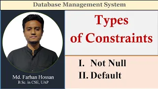Lec 13 not null default constraints Types of Constraints DBMS Bangla Tutorial